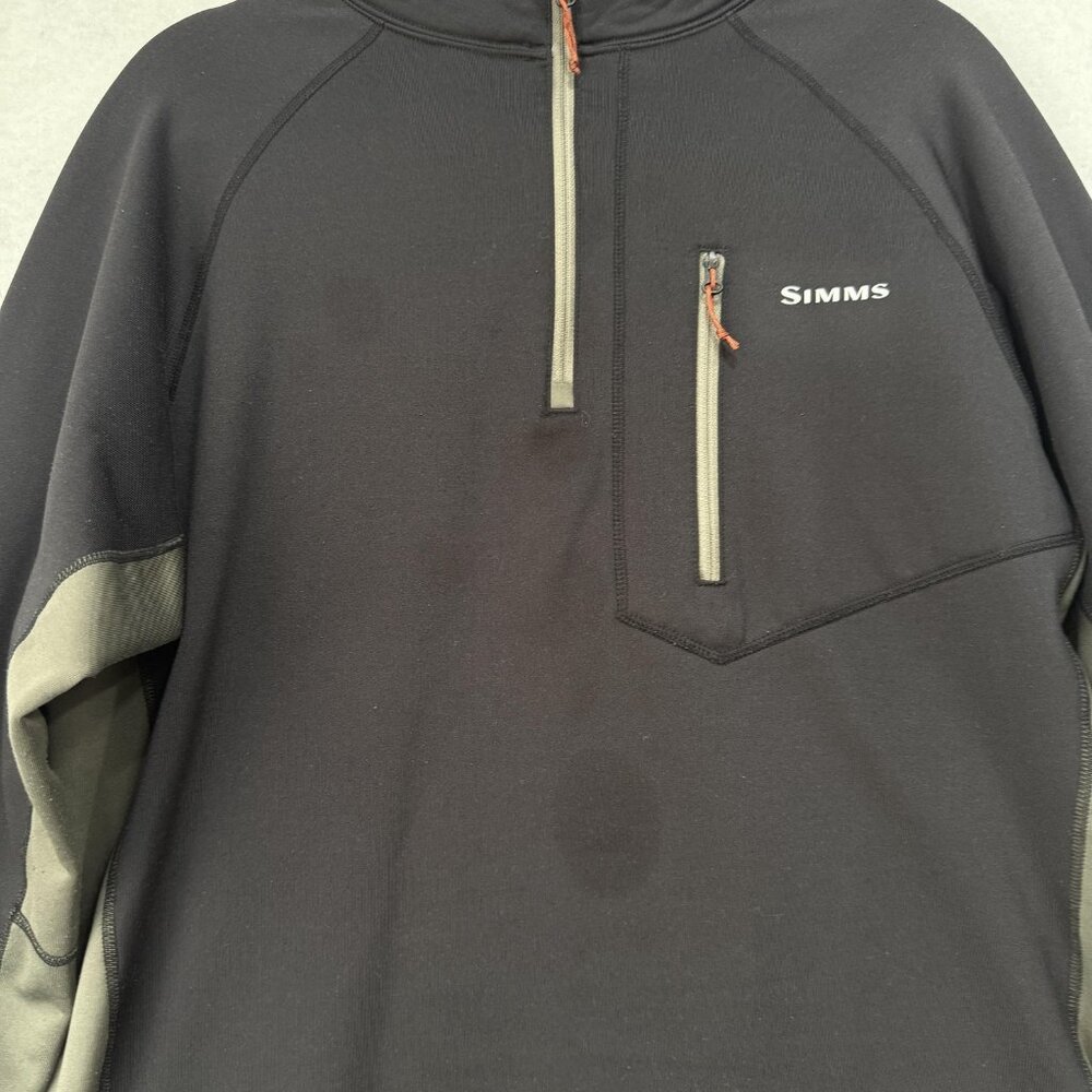 Simms Pullover Mens Large Black Gray Quarter Zip … - image 2